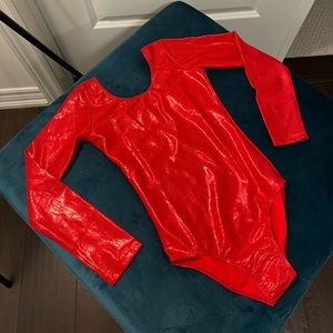 Bright Red Gymnastics Long Sleeve Leotard/Suit